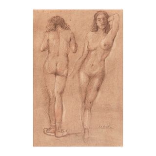 ARMANDO GARCÍA NUÑEZ. Desnudos femeninos. Firmado. Carboncillo sobre papel. Enmarcado. 42 x 29 cm