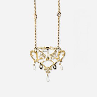 Janvier Quercia, art nouveau freshwater pearl necklace