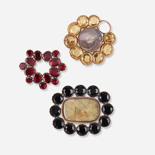 Three antique gem-set brooches