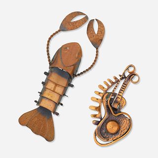 Francisco Rebajes, Lobster and Guitar brooches
