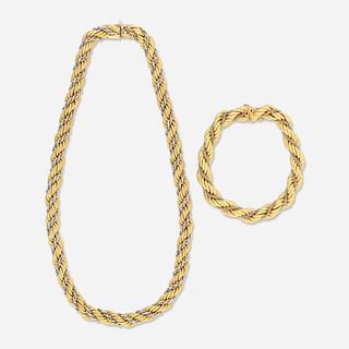 Bicolor gold necklace and bracelet
