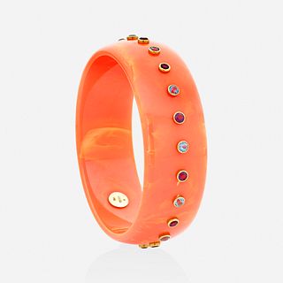 Mark Davis, Orange bakelite and gem-set bangle bracelet