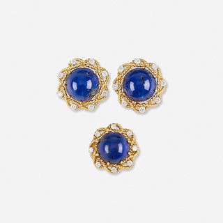 Set of lapis lazuli and diamond jewelry