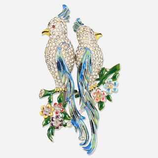 Coro, Twin birds of paradise fur clip brooch