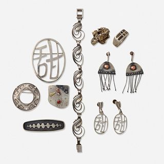 Group of Studio jewelry, including Sammy Gee, Ella L. Cone, and Russell Day