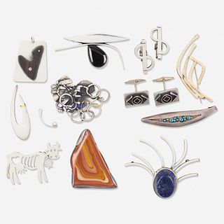Group of studio artist jewelry including Mildred Ball and Jean Lasnier