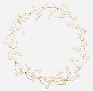 Betsy Fuller, Cultured pearl and yellow gold necklace