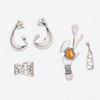 Art Smith silver ring, Ed Levin pendant, and Ed Wiener silver jewelry