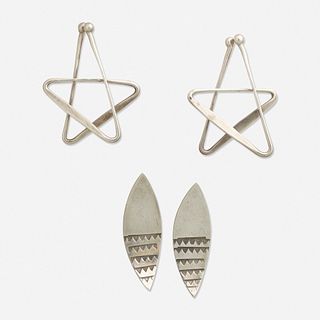 Philip Morton, Two pairs of sterling silver earrings