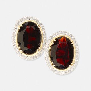 Garnet and diamond earrings