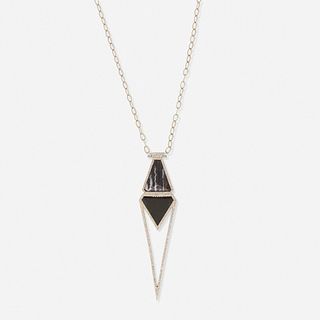Monique Pean, Geometric diamond and gold pendant necklace