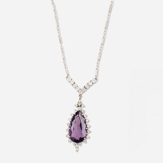 Amethyst and diamond pendant necklace