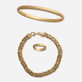 Gold bracelets and ring