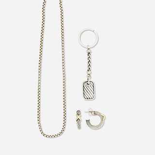 David Yurman necklace, earrings and keychain