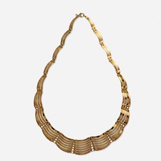 Yellow gold modernist necklace