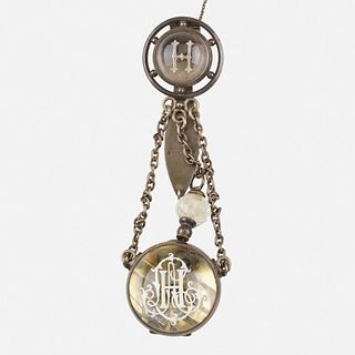 Early 20th century rock crystal lapel ball watch