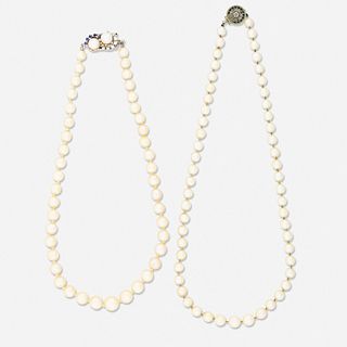 Two single strand cultured pearl necklaces