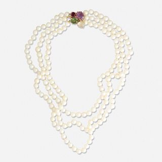 Three strand saltwater cultured pearl necklace