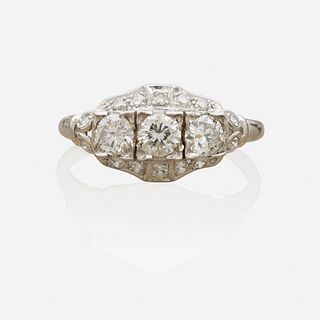 Late Art Deco diamond and platinum ring