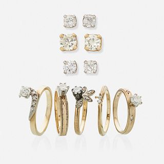 Diamond rings and earrings