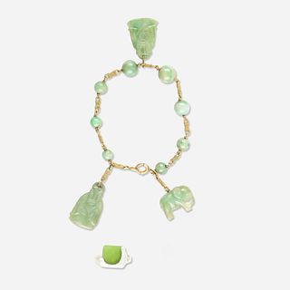 Jade charm bracelet and Elsa Peretti, Tiffany & Co. jade "splash" ring
