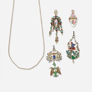 Group of Antique enameled gem-set jewelry
