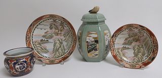 4 Asian Porcelains, Kutaniware, Imari