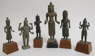 Six Small Bronze Khmer Figures