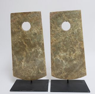 Two Large Longshan Style Jade Ax Blades