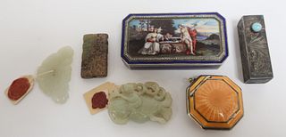 Group of Asian/European Hardstone/Silver Objects