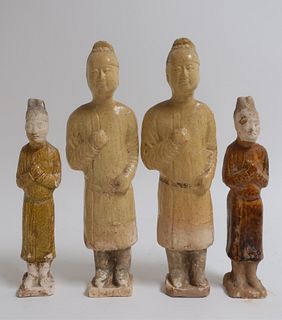 Four Tang Glazed Tomb Figures