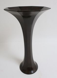 Japanese Bronze Octagonal Trumpet  Vase