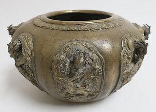 Large Bronze Dragon Pot