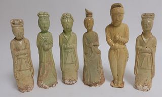 Six Celadon Glazed Tomb Figures
