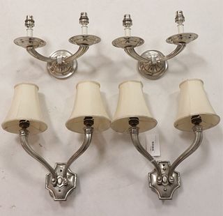 Set of 4 Jules Leleu Style  2-Light Scones