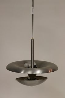 Art Deco Brushed Metal 2-Tier Ceiling Fixture