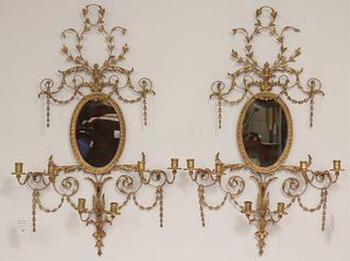 Pr of George III Style Giltwood Girandole Mirrors