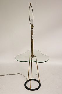 Midcentury Brass & Cast Iron Lamp Table