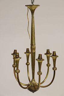 Art Deco Gilt-Bronze Six-Light Chandelier