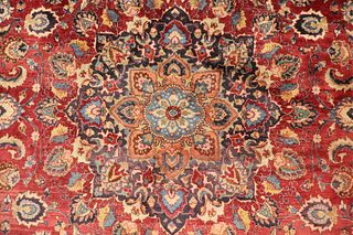 Kasvin Carpet, wine red ground, lotus medallion