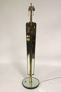 Midcentury Brass Mirrored Floor Lamp, circa 1950