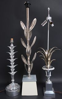 3 Foliate Cast Metal Lamps
