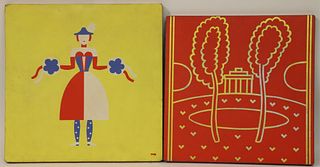 Two American Deco Formica Panels