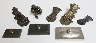 4 Victorian Metal "Hand" Clips & Paperweights