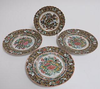 4 Butterfly Plates Late 19th c