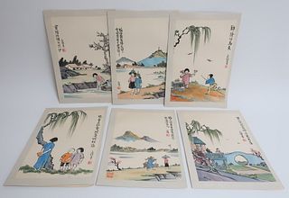 Attr. Feng Zikai - Album of Five Ink Paintings