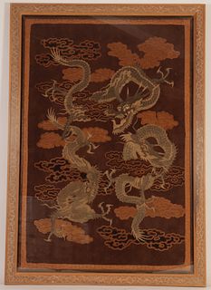 Japanese Triple Dragon Silk Tapestry