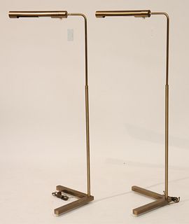 Pair of Casella Brushed Brass Floor Lamps
