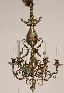 French Style Brass 6-Light Chandelier