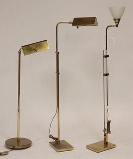 3 Koch & Lowey Style Brass Adjustable Floor Lamps